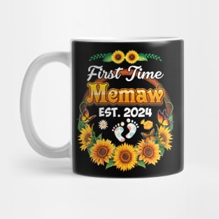 Est 2024 First Time Memaw New Mom Baby Sunflower Mug